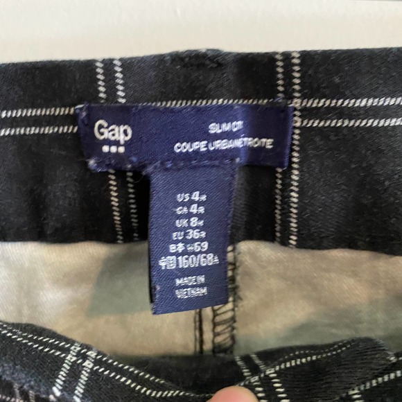 Gap Slim City Black White Windowpane Trousers Work Pants Size 4 - Picture 4 of 5